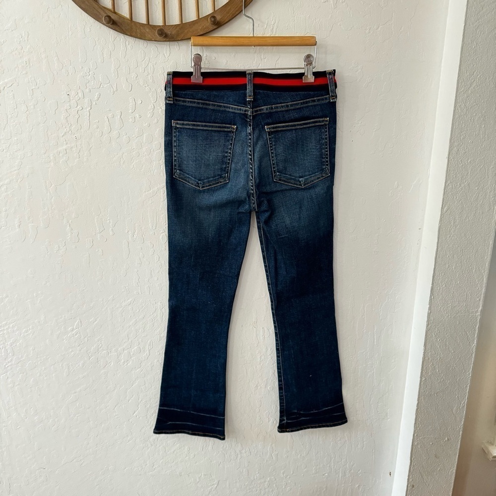 Veronica Beard Ankle Carolyn 10” Baby Bootcut Red Blue Elastic Waist Trim 26 - Picture 4 of 13